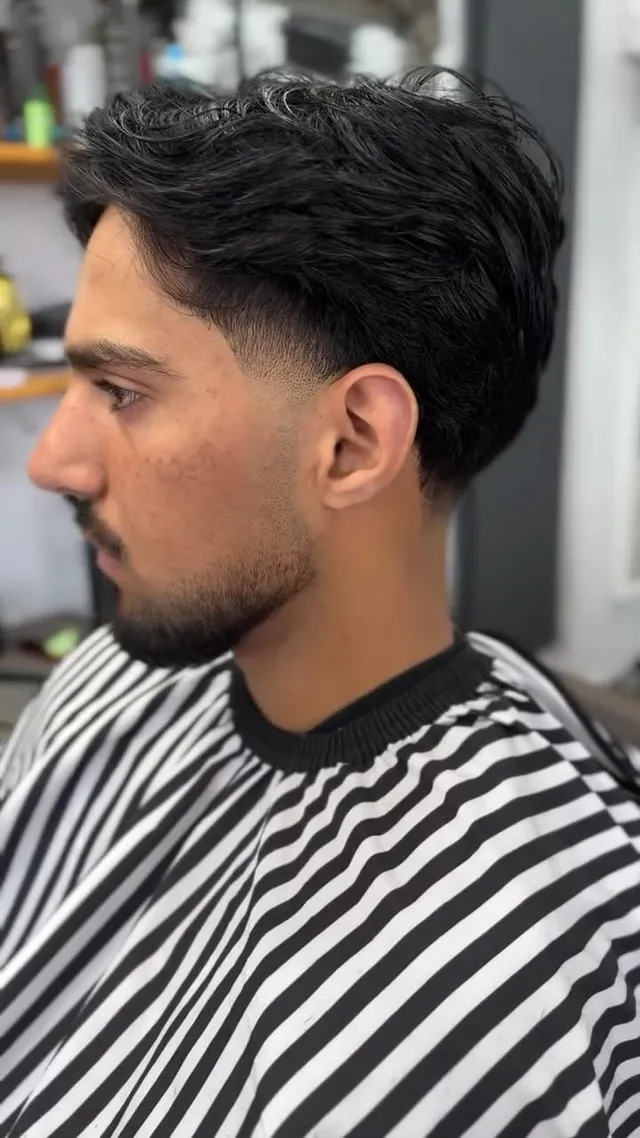 Dark cut and beard, side profile