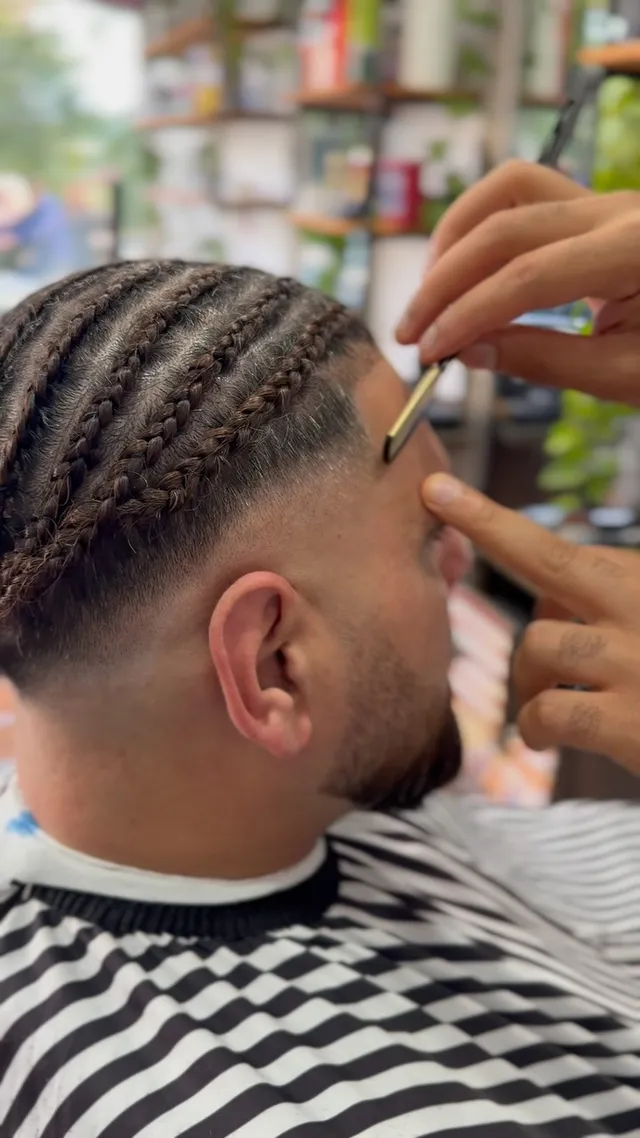 Cornrows in progress